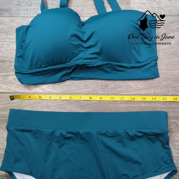 Tempt Me Plus Size High Waist Cropped Molded Cup Bikini Size 12W - Picture 2 of 5